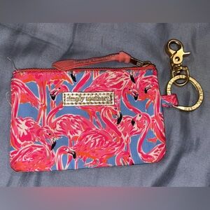 Simply Southern Pink Flamingo Wristlet with Gold Accents